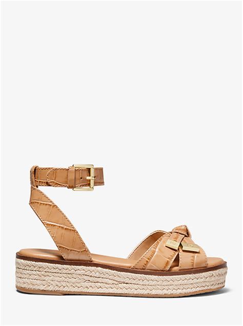 michael michael kors ripley crocodile-embossed leather espadrille sandal|Michael Kors.